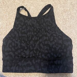 Lululemon Energy High Neck Long Line sports bra black and gray camo